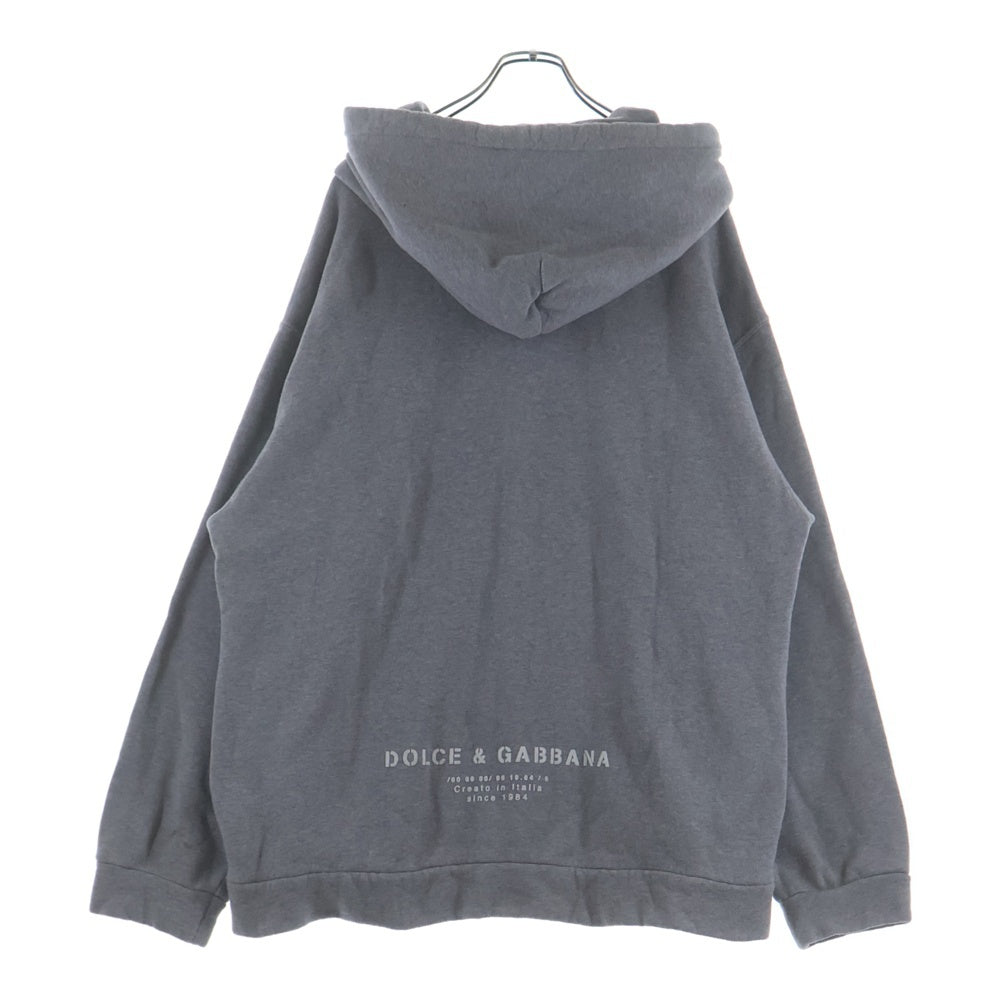 DOLCE & GABBANA(ドルチェアンドガッバーナ) GRAPHIC LOGO HOODIE グラフィックロゴプリント プルオーバーフーディー パーカー グレー G9VU7T
