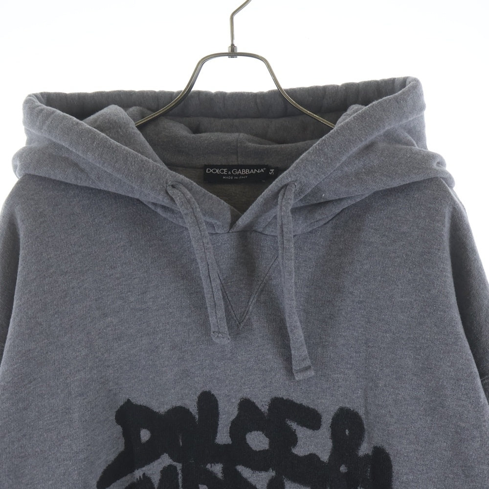 DOLCE & GABBANA(ドルチェアンドガッバーナ) GRAPHIC LOGO HOODIE グラフィックロゴプリント プルオーバーフーディー パーカー グレー G9VU7T