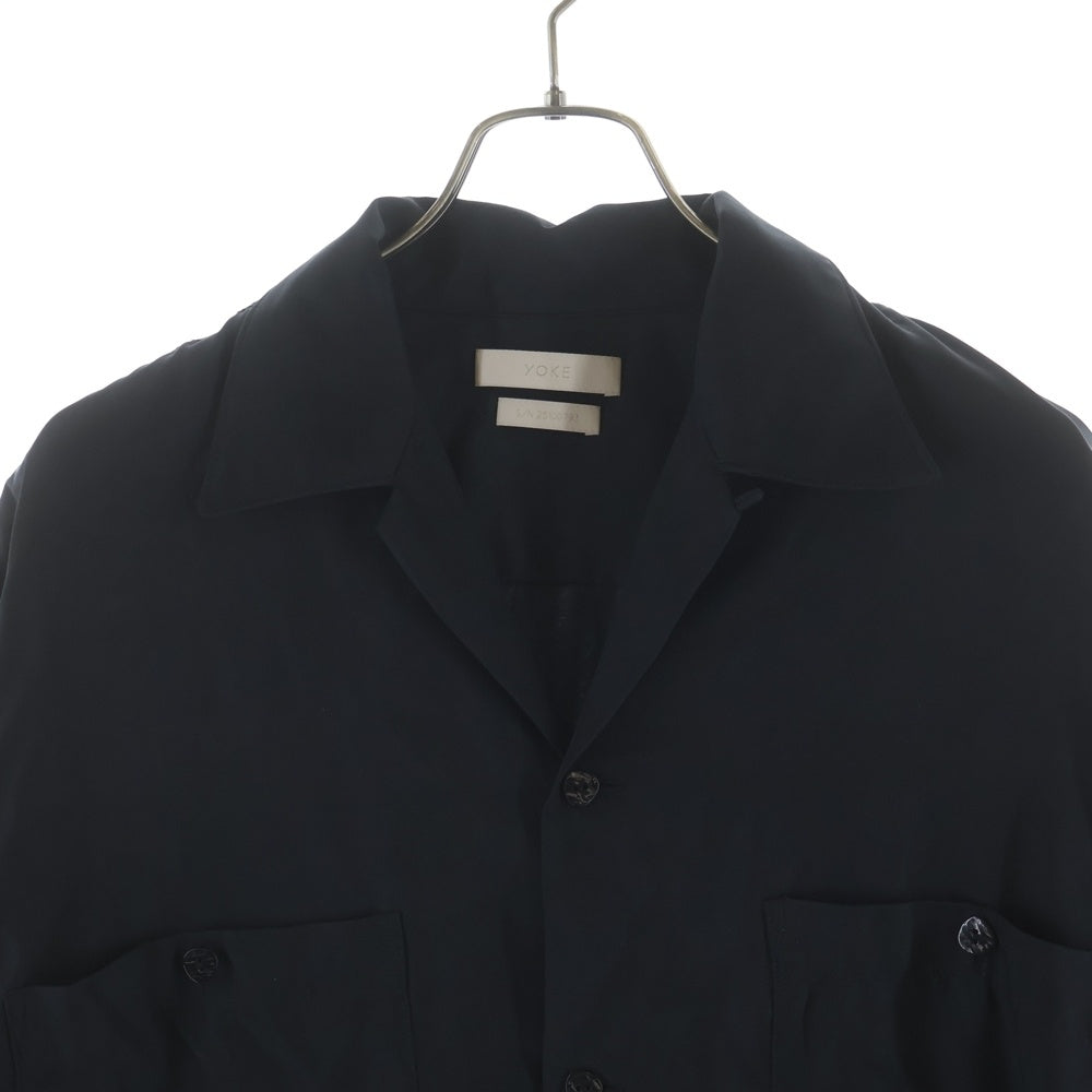 YOKE(ヨーク) 25SS CUPRO OPEN COLLAR SHIRT キュプラ オープンカラー 半袖シャツ ブラック YK25SS0941SH