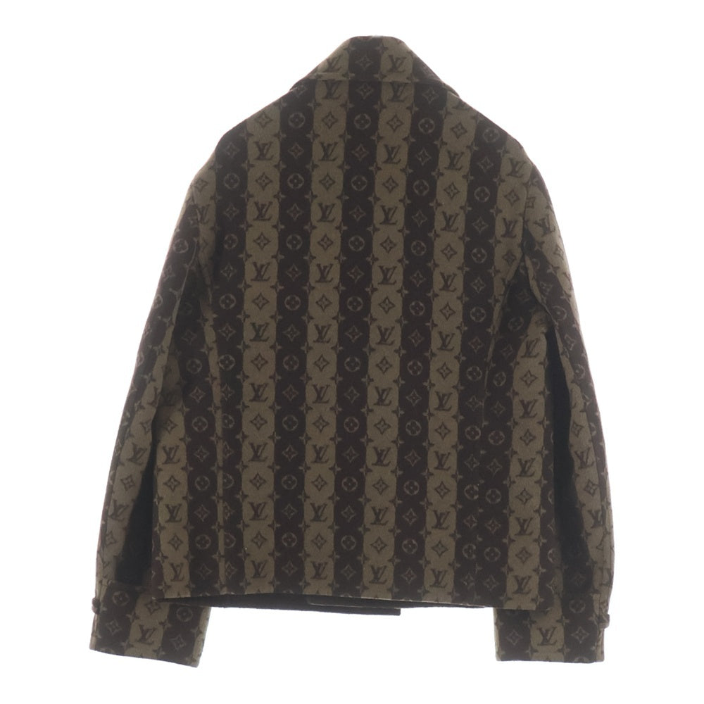 LOUIS VUITTON(ルイヴィトン) 22SS ×NIGO ニゴ モノグラム トランク ストライプ クロップドピーコート ブラウン RM221M I91 HMC01E