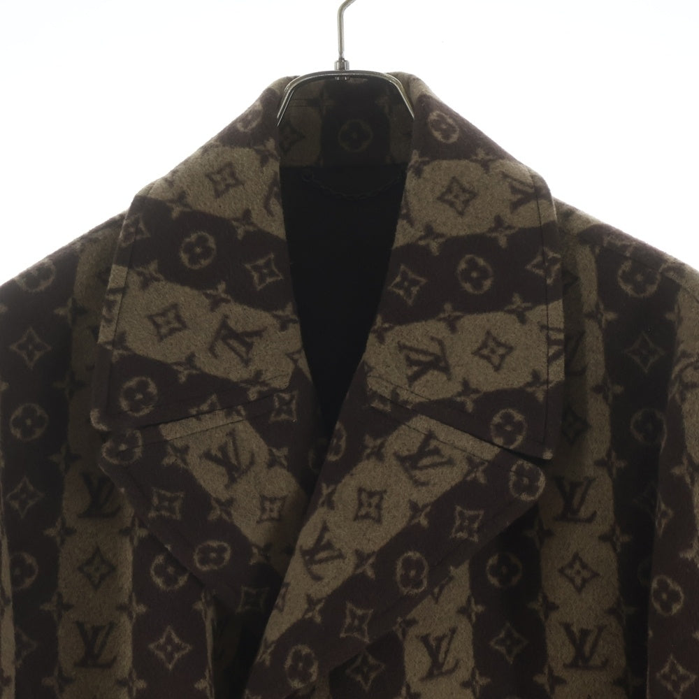 LOUIS VUITTON(ルイヴィトン) 22SS ×NIGO ニゴ モノグラム トランク ストライプ クロップドピーコート ブラウン RM221M I91 HMC01E