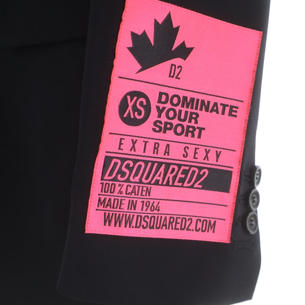 DSQUARED2(ディースクエアード) 21SS アームパッチデザイン ウール ポリウレタン テーラードジャケット ブラック S74BN1043