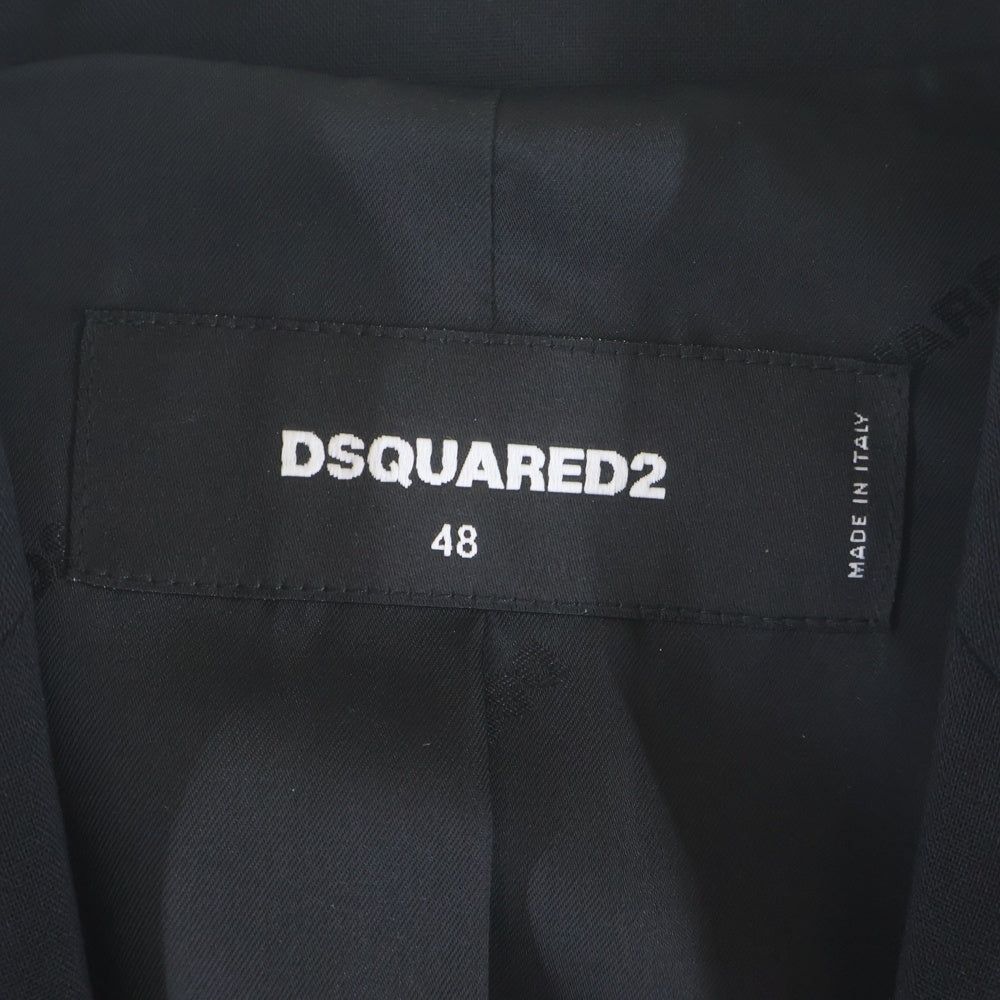DSQUARED2(ディースクエアード) 21SS アームパッチデザイン ウール ポリウレタン テーラードジャケット ブラック S74BN1043