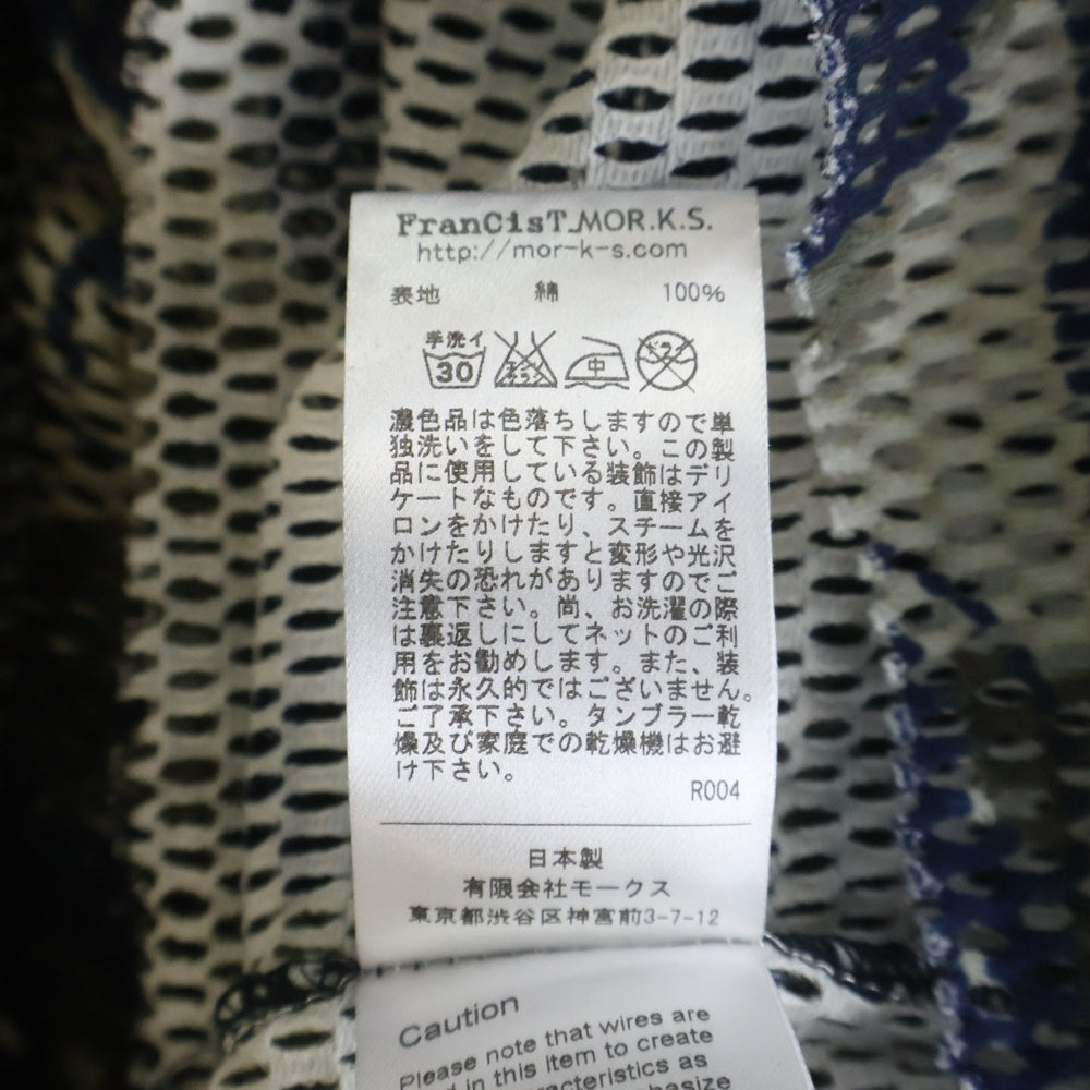 FranCisT_MOR.KS(フランシストモークス) カモ柄 メッシュ ジップアップパーカー イージーショーツ ハーフパンツ セットアップ ネイビー/グレー MC1616/MC1655