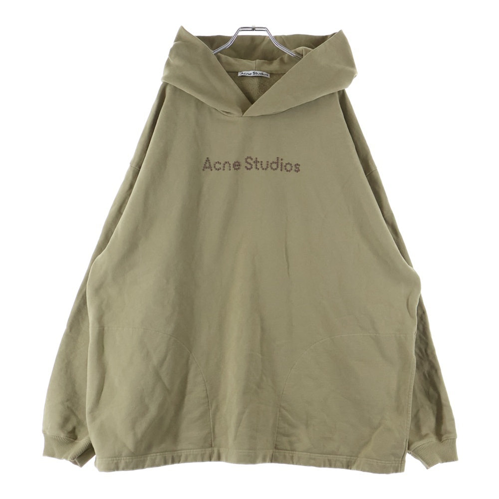 Acne Studios(アクネ ストゥディオズ) 25SS フロントスタッズロゴ プルオーバースウェットパーカー フーディー カーキ FN-UX-SWEA000062