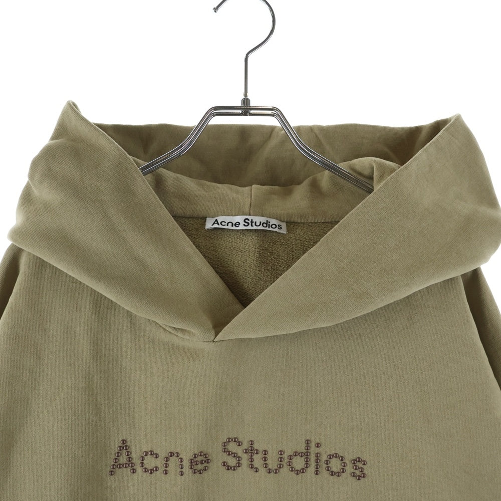 Acne Studios(アクネ ストゥディオズ) 25SS フロントスタッズロゴ プルオーバースウェットパーカー フーディー カーキ FN-UX-SWEA000062