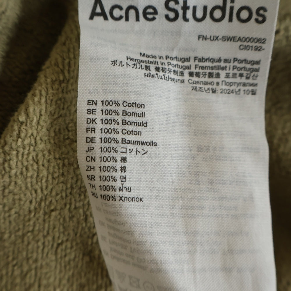 Acne Studios(アクネ ストゥディオズ) 25SS フロントスタッズロゴ プルオーバースウェットパーカー フーディー カーキ FN-UX-SWEA000062