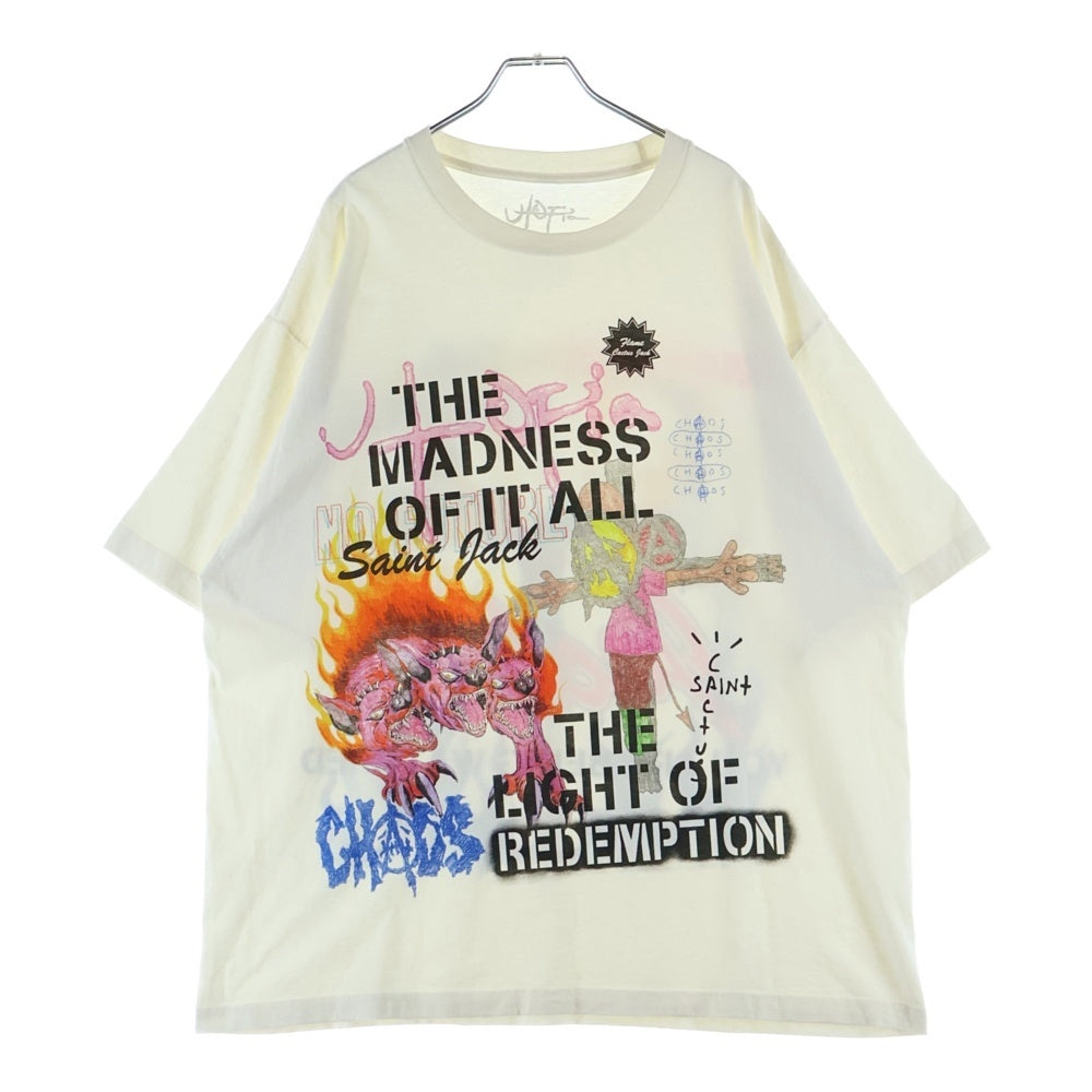Cactus Jack(カクタスジャック) ×SAINT MICHAEL UTOPIA 3A TEE セントマイケル ユートピア 両面プリントTシャツ 半袖クルーネックカットソー ホワイト