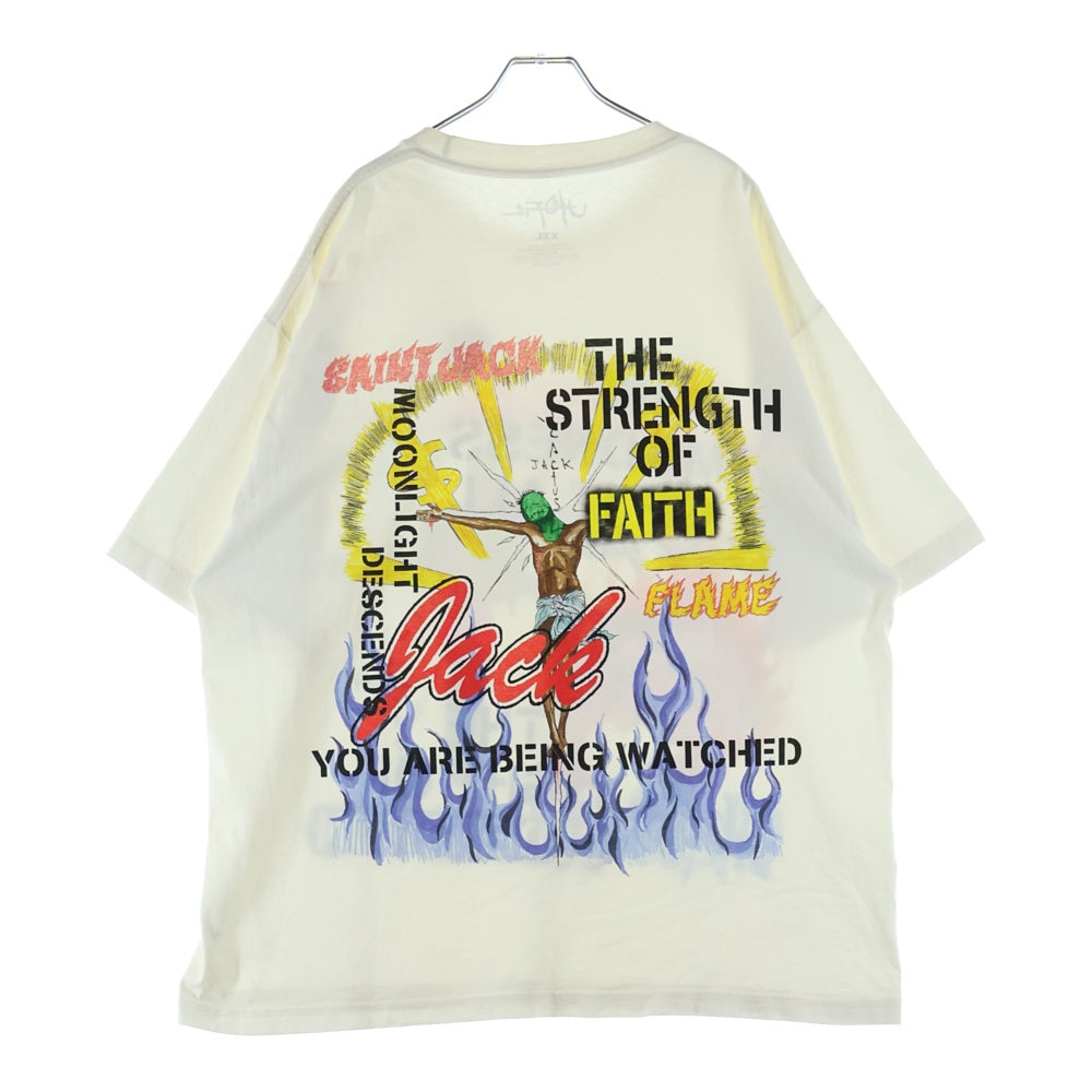 Cactus Jack(カクタスジャック) ×SAINT MICHAEL UTOPIA 3A TEE セントマイケル ユートピア 両面プリントTシャツ 半袖クルーネックカットソー ホワイト