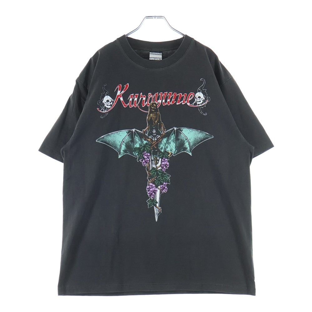 SAINT MICHAEL(セントマイケル) ×KUROYUME KNIFE & GRAPE TEE 黒夢 ナイフ グレープ 両面スカルプリントTシャツ 半袖クルーネックカットソー ブラック