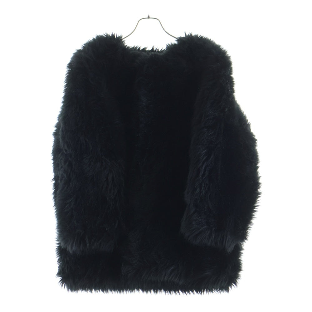 COMME des GARCONS(コムデギャルソン) 89AW AD1989 ノーカラー フェイクファージャケット コート ブラック GC-050160