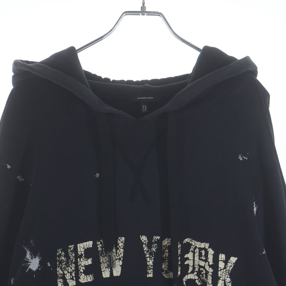 R13(アールサーティーン) R13 NEW YORK HOODIE ニューヨークフーディー パーカー ブラック R13MK005-096AH
