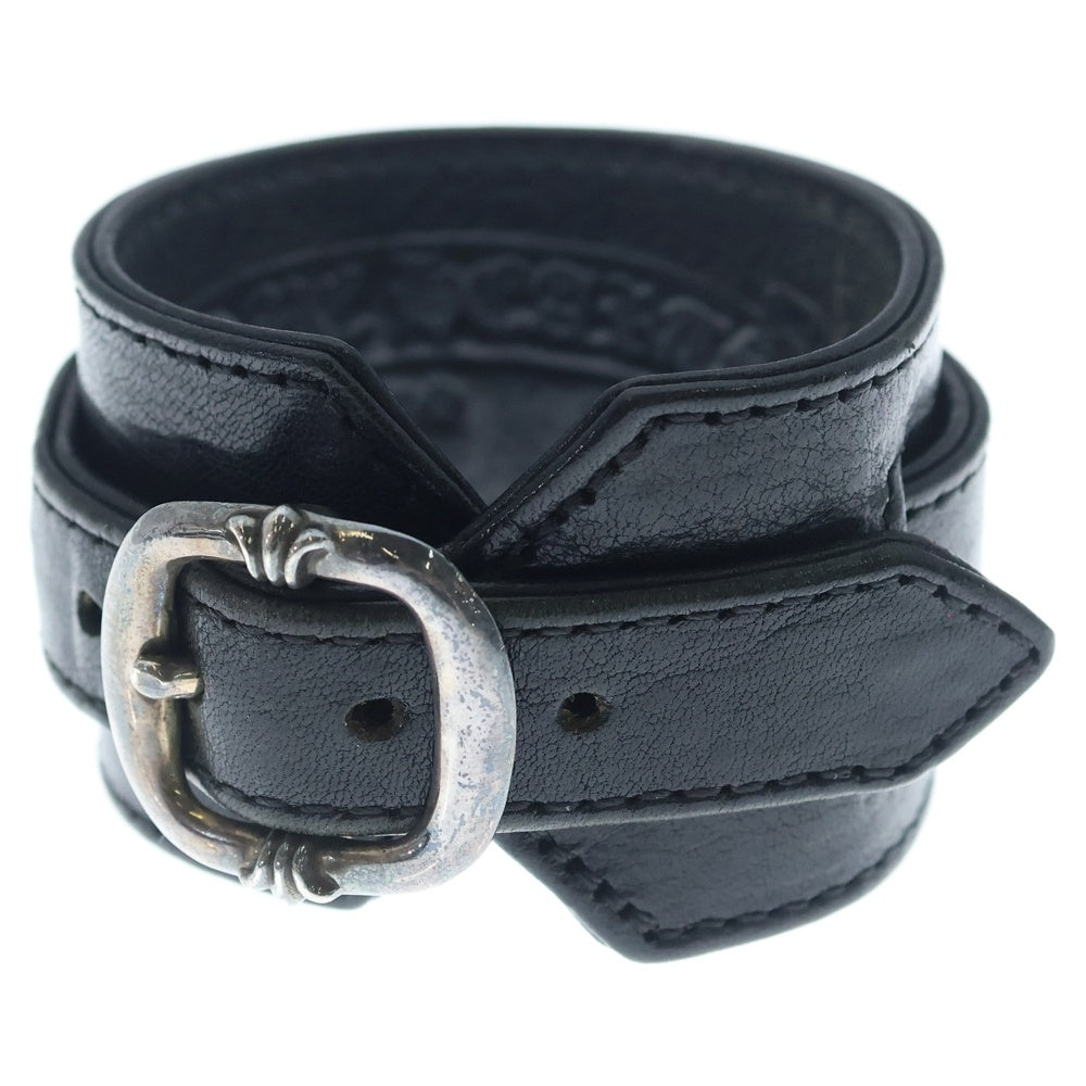 CHROME HEARTS(クロムハーツ) R&R TINY BUCKLE ガンスリンガー タイニーバックル レザーブレスレット チョーカー ブラック/シルバー