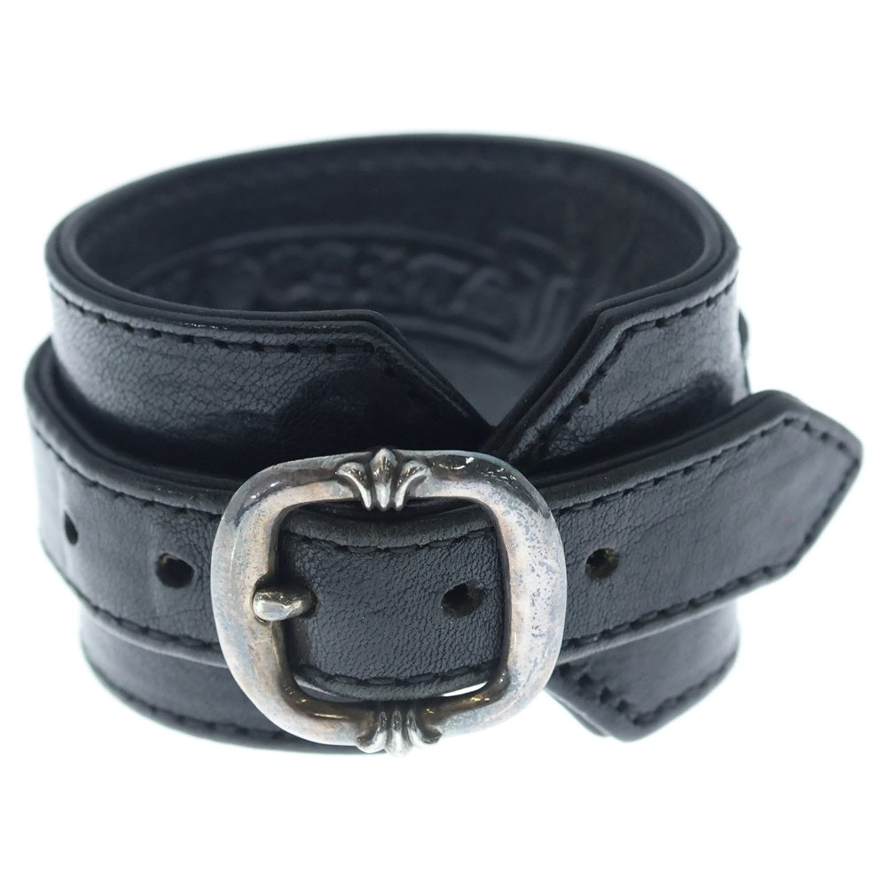 CHROME HEARTS(クロムハーツ) R&R TINY BUCKLE ガンスリンガー タイニーバックル レザーブレスレット チョーカー ブラック/シルバー