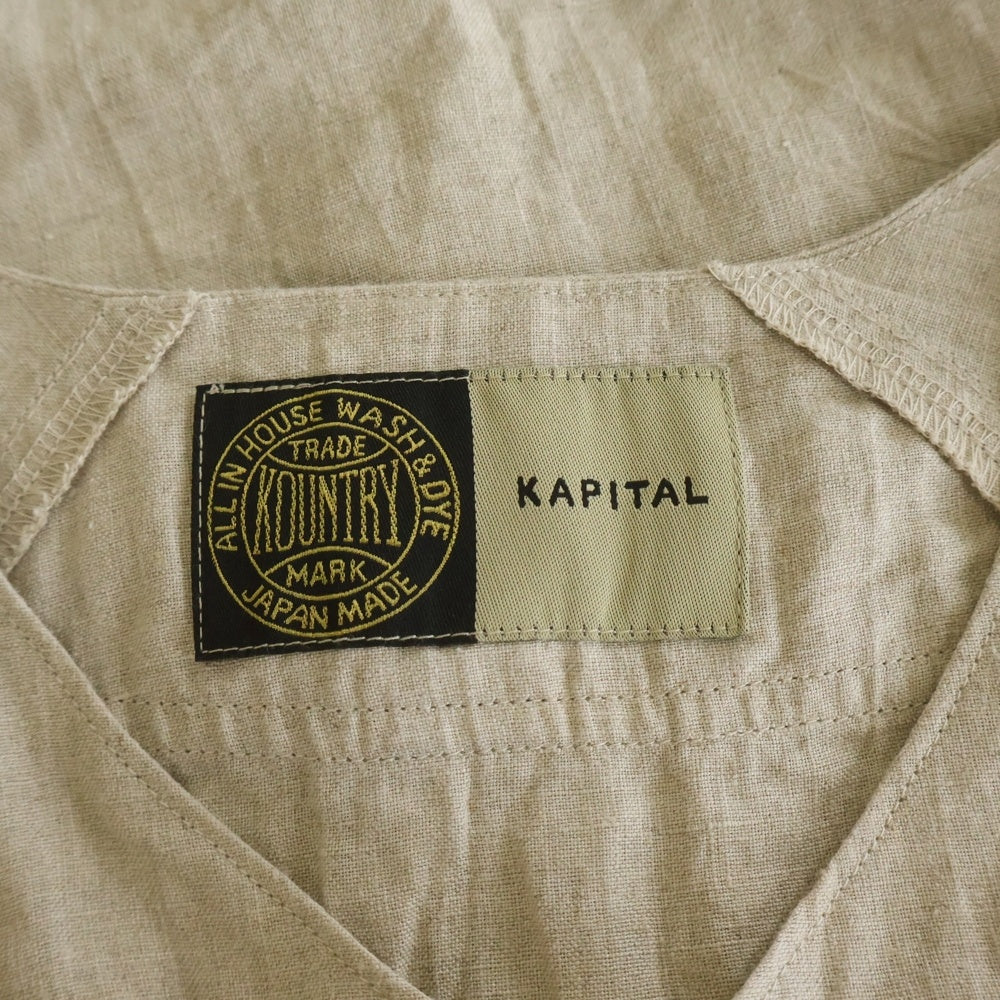 KAPITAL(キャピタル) GREAT KOUNTRY フレンチリネン ベースボールシャツ ベージュ EK-1625SSA