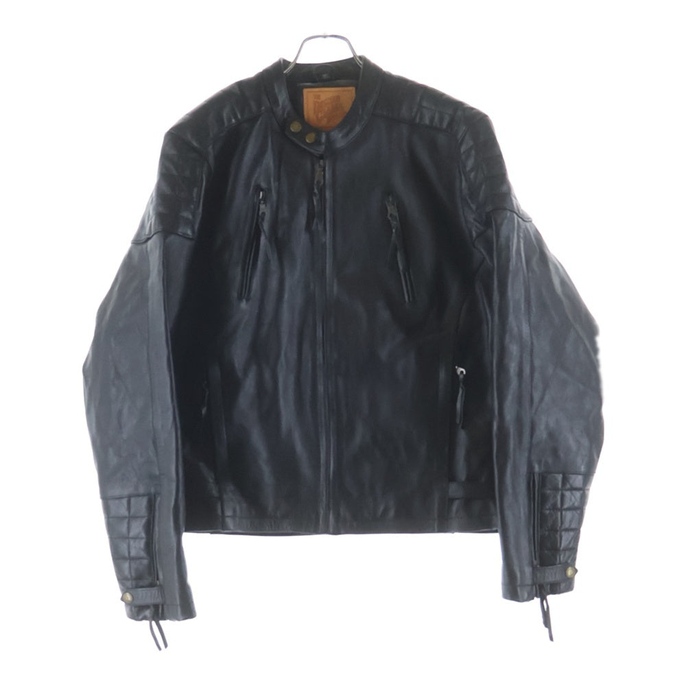 NO BRAND(ノーブランド) DEGNER デグナー パキスタン製 カウレザー キルティングパッド シングルライダースジャケット ブラック