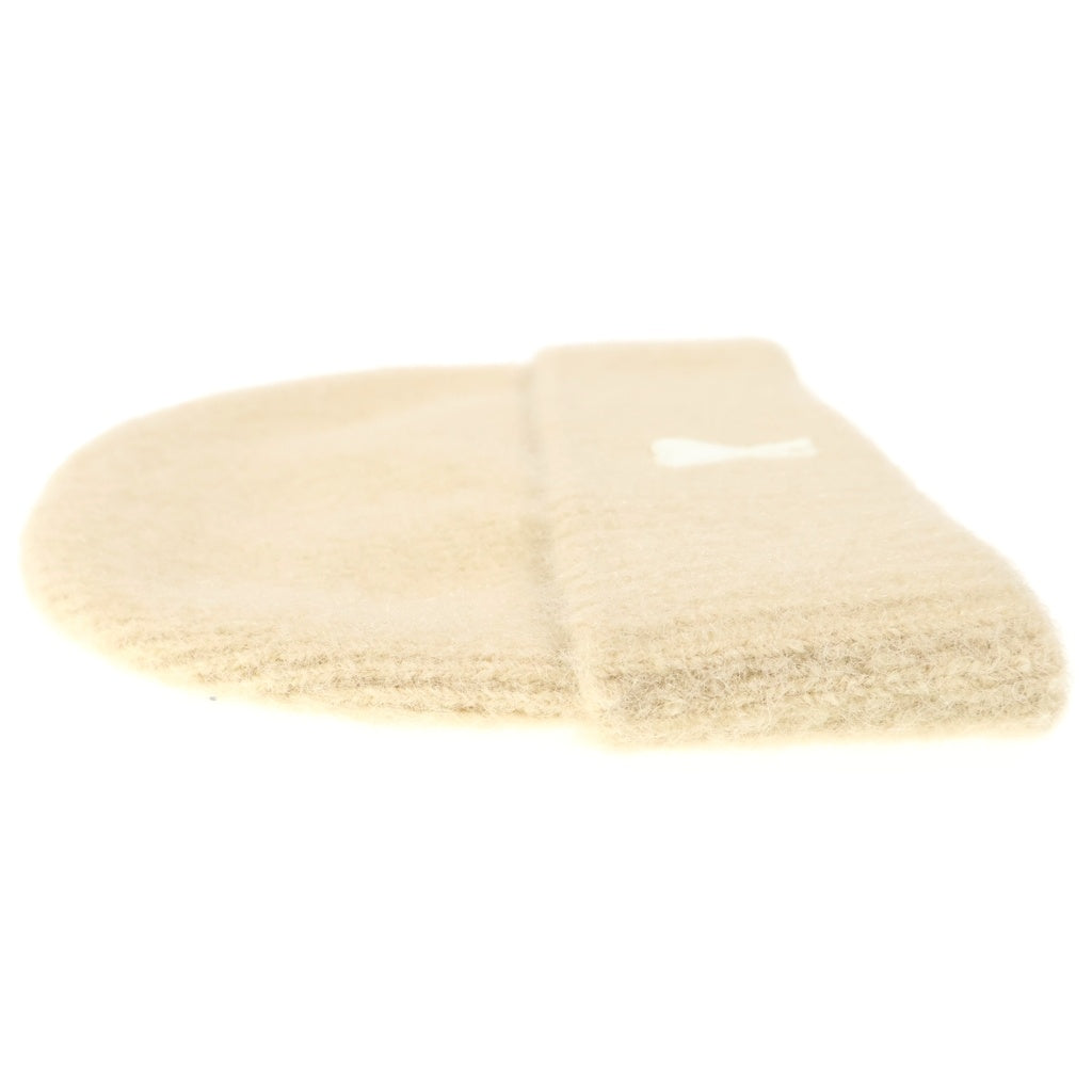 AMI Alexandre Mattiussi(アミアレクサンドルマテュッシ) Ami de Coeur ウール混 ロゴ ニット帽 キャップ ベージュ UHA105.KN0032 レディース