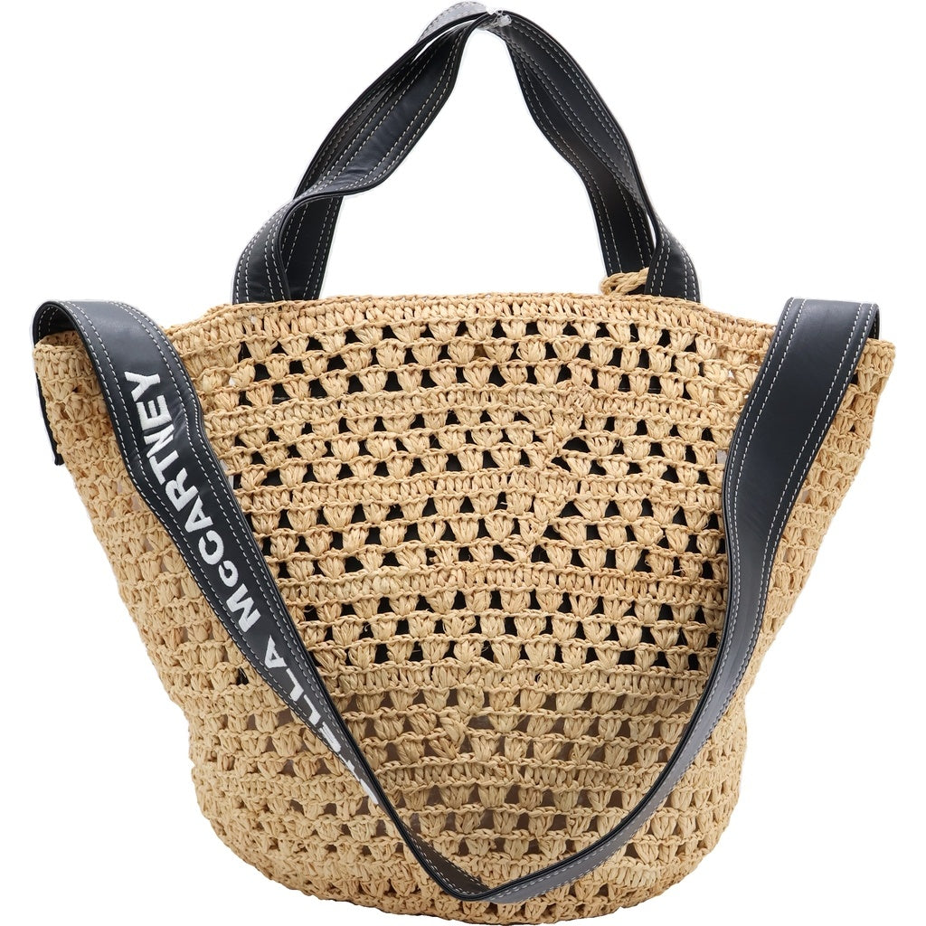 STELLA McCARTNEY(ステラマッカートニー) ラフィア かご レザーストラップ 2WAY ハンド ショルダーバッグ ベージュ レディース