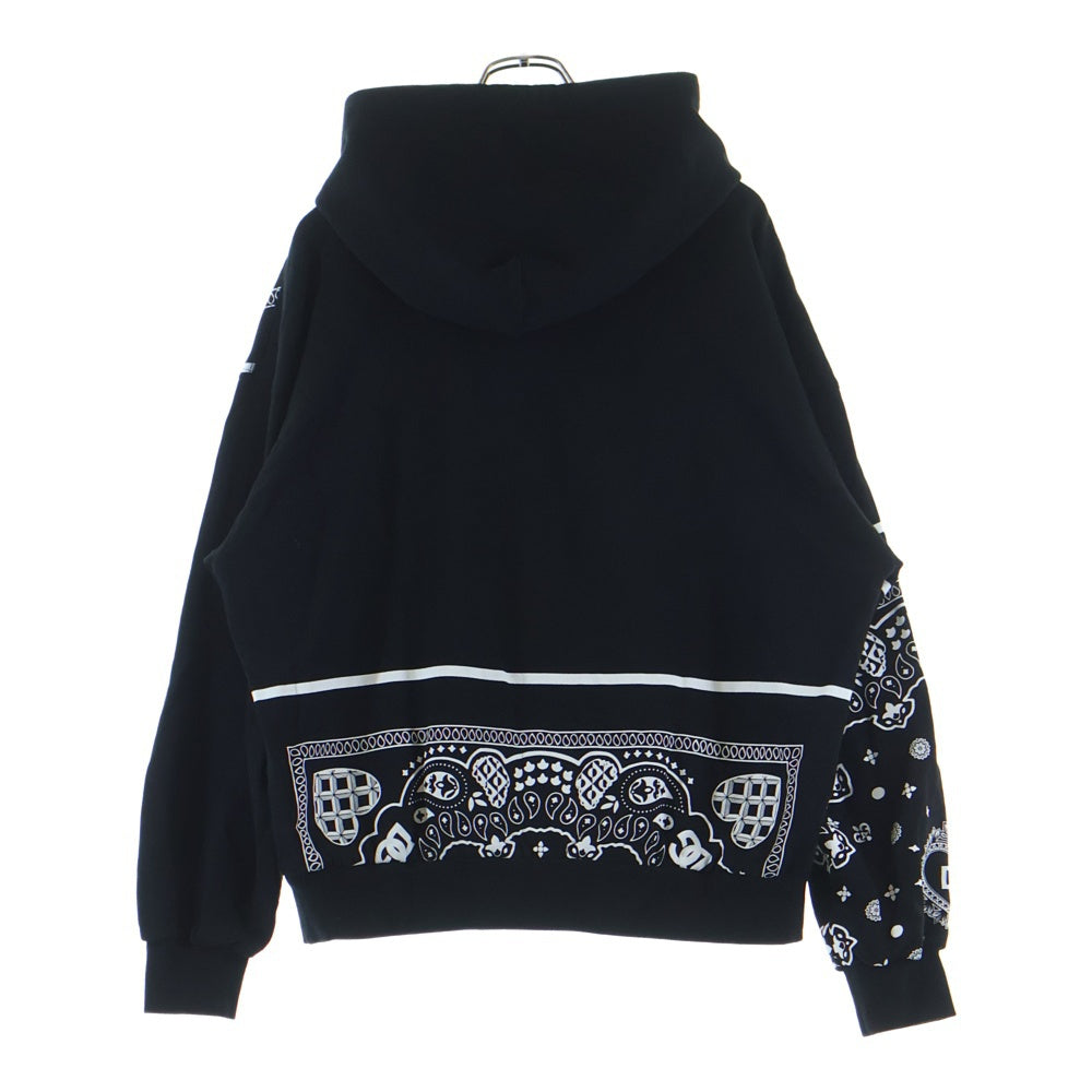 DOLCE & GABBANA(ドルチェアンドガッバーナ) 22AW ペイズリー 総柄 コットン スウェット プルオーバーパーカー ブラック G9XN7T G7C9Z