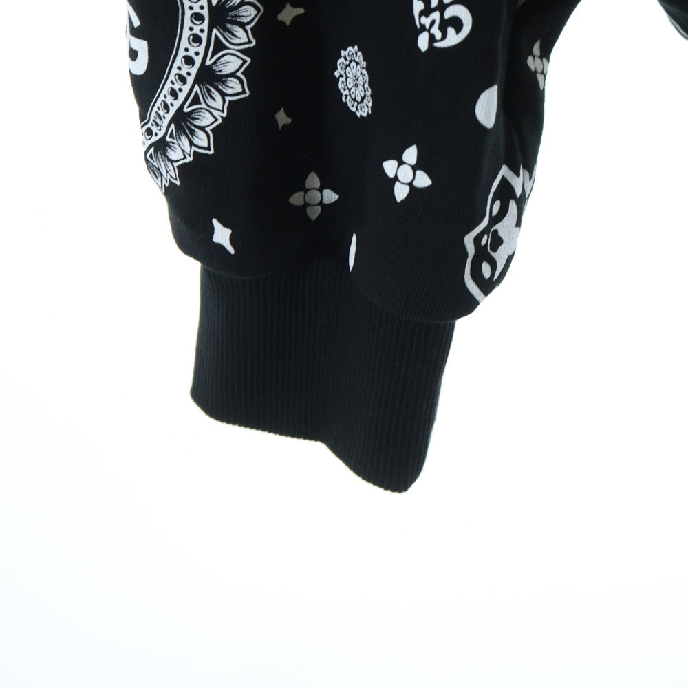 DOLCE & GABBANA(ドルチェアンドガッバーナ) 22AW ペイズリー 総柄 コットン スウェット プルオーバーパーカー ブラック G9XN7T G7C9Z