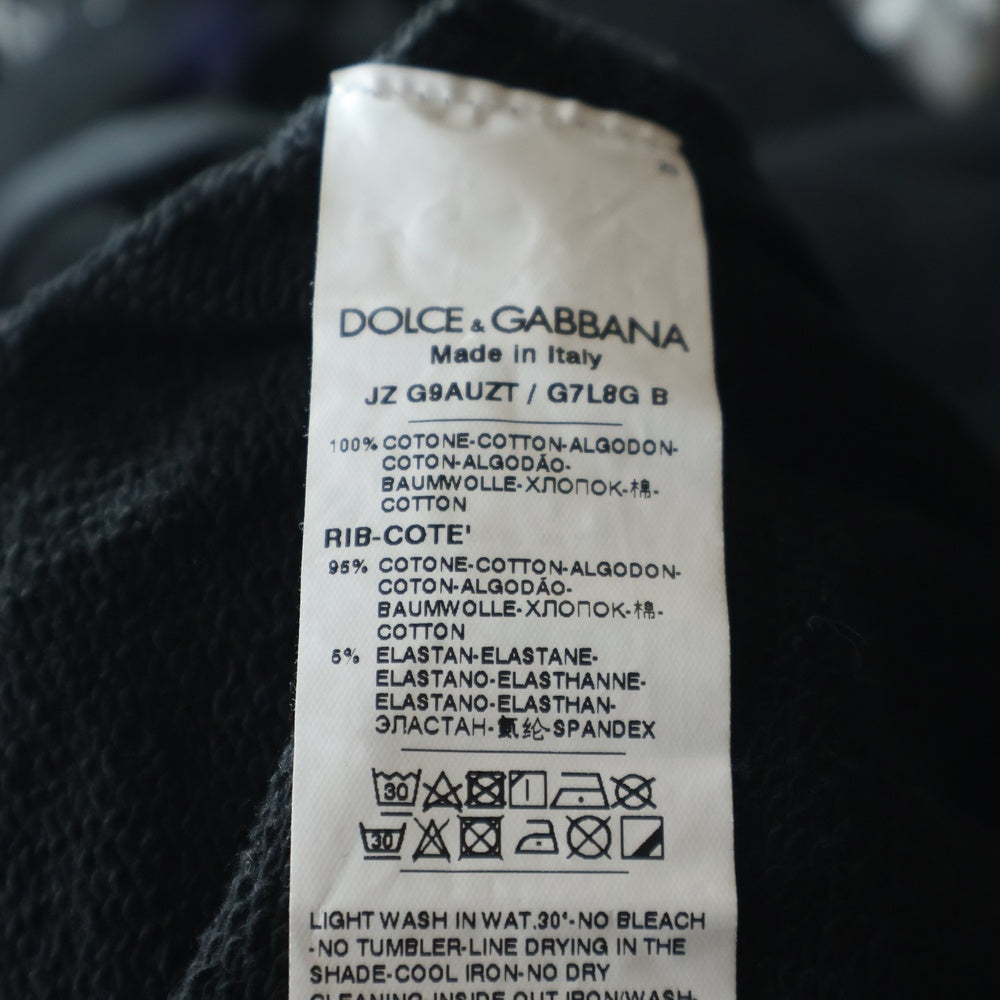 DOLCE & GABBANA(ドルチェアンドガッバーナ) 22AW ペイズリー 総柄 コットン スウェット プルオーバーパーカー ブラック G9XN7T G7C9Z