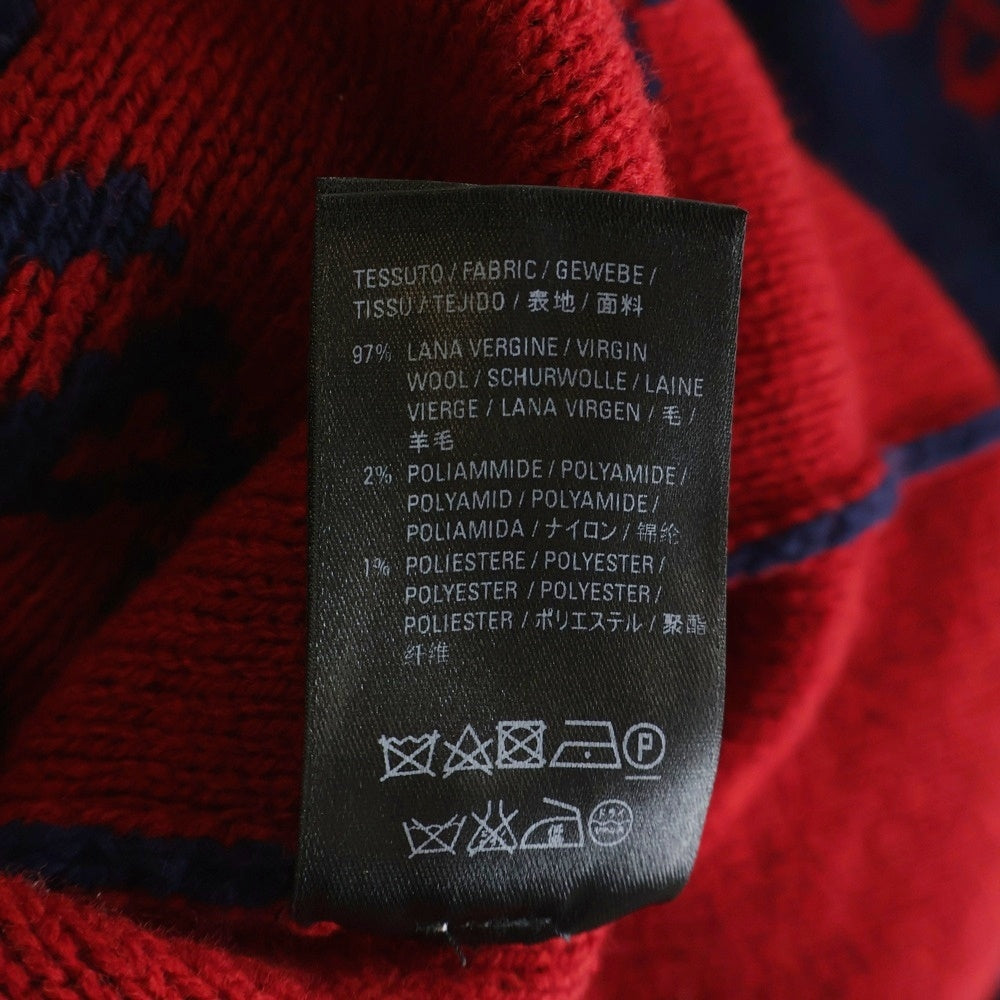 BALENCIAGA(バレンシアガ) 18SS ALLOVER LOGO CREWNECK KNIT オールオーバーロゴ クルーネック長袖 ニットセーター ネイビー/レッド 547831 T1473