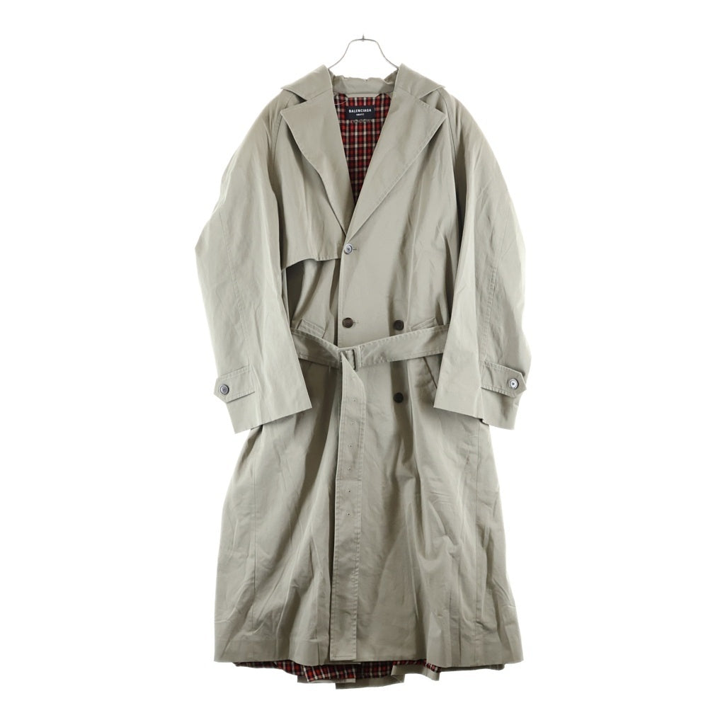 BALENCIAGA(バレンシアガ) 21AW OVERSIZED TRENCH COAT オーバーサイズ 裏地チェック ロングトレンチコート ベージュ 675422 TKP04