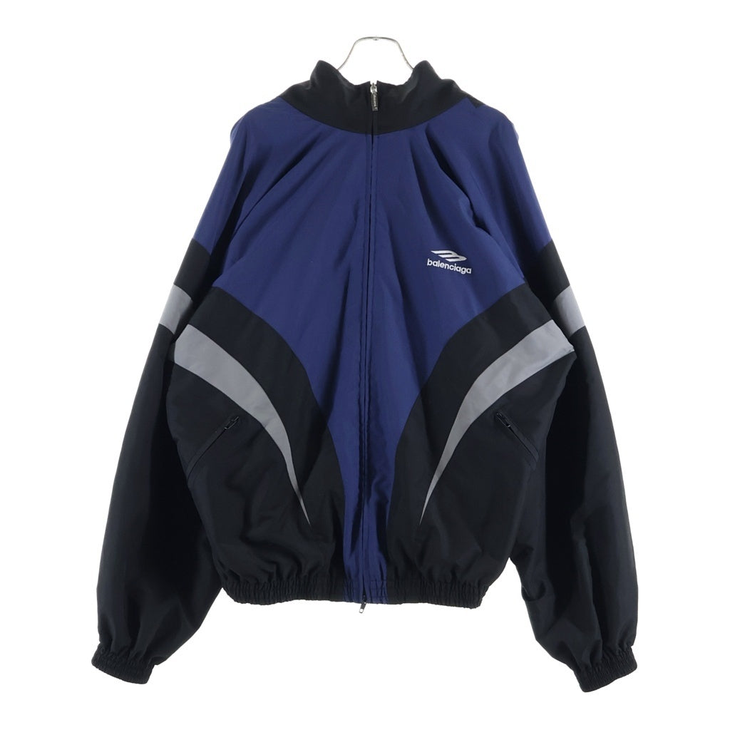 BALENCIAGA(バレンシアガ) 24SS 3B SPORTS ICON OFF SHOULDER TRACKSUIT オフショルダートラックジャケット ジップアップブルゾン ブラック/ブルー 790756 TM010
