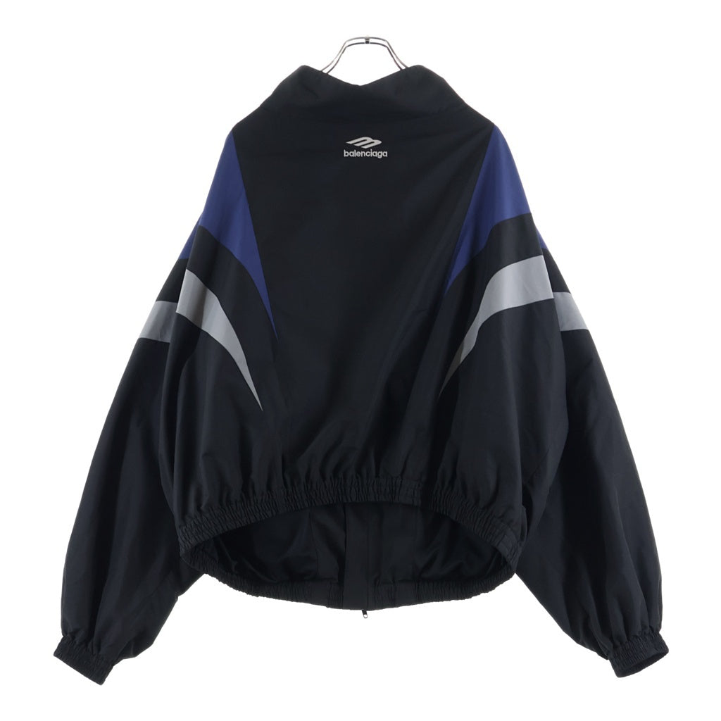 BALENCIAGA(バレンシアガ) 24SS 3B SPORTS ICON OFF SHOULDER TRACKSUIT オフショルダートラックジャケット ジップアップブルゾン ブラック/ブルー 790756 TM010