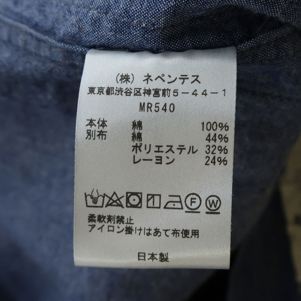 Needles(ニードルス) ×UNION CABANA SHIRT ユニオン カバナ デニム 半袖シャツ ホワイト/インディゴ MR540