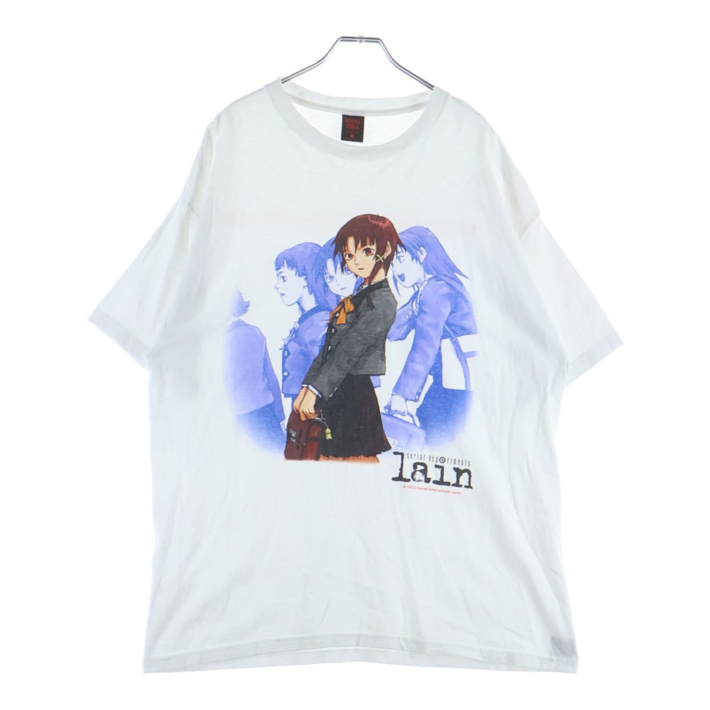 GEEKSRULE(ギークスルール) SERIAL EXPERIMENTS LAIN シリアルエクスペリメンツレイン シルクスクリーンプリント クルーネック半袖Tシャツカットソー ホワイト
