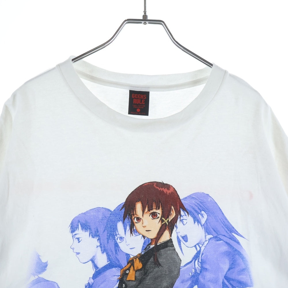 GEEKSRULE(ギークスルール) SERIAL EXPERIMENTS LAIN シリアルエクスペリメンツレイン シルクスクリーンプリント クルーネック半袖Tシャツカットソー ホワイト