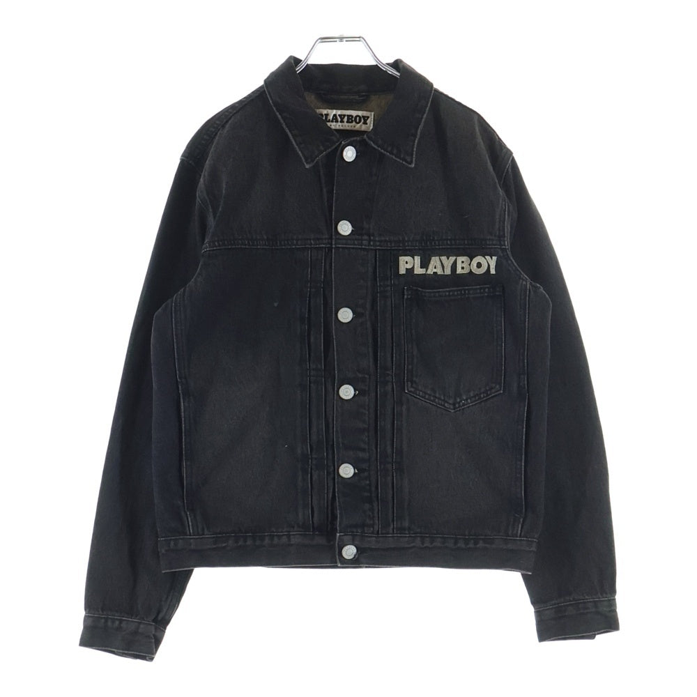 VINTAGE(ヴィンテージ) 90-00S VINTAGE PLAYBOY BY PACSUN ヴィンテージ プレイボーイバイパクサン ロゴエンブロイダリー デニムジャケット ブラック