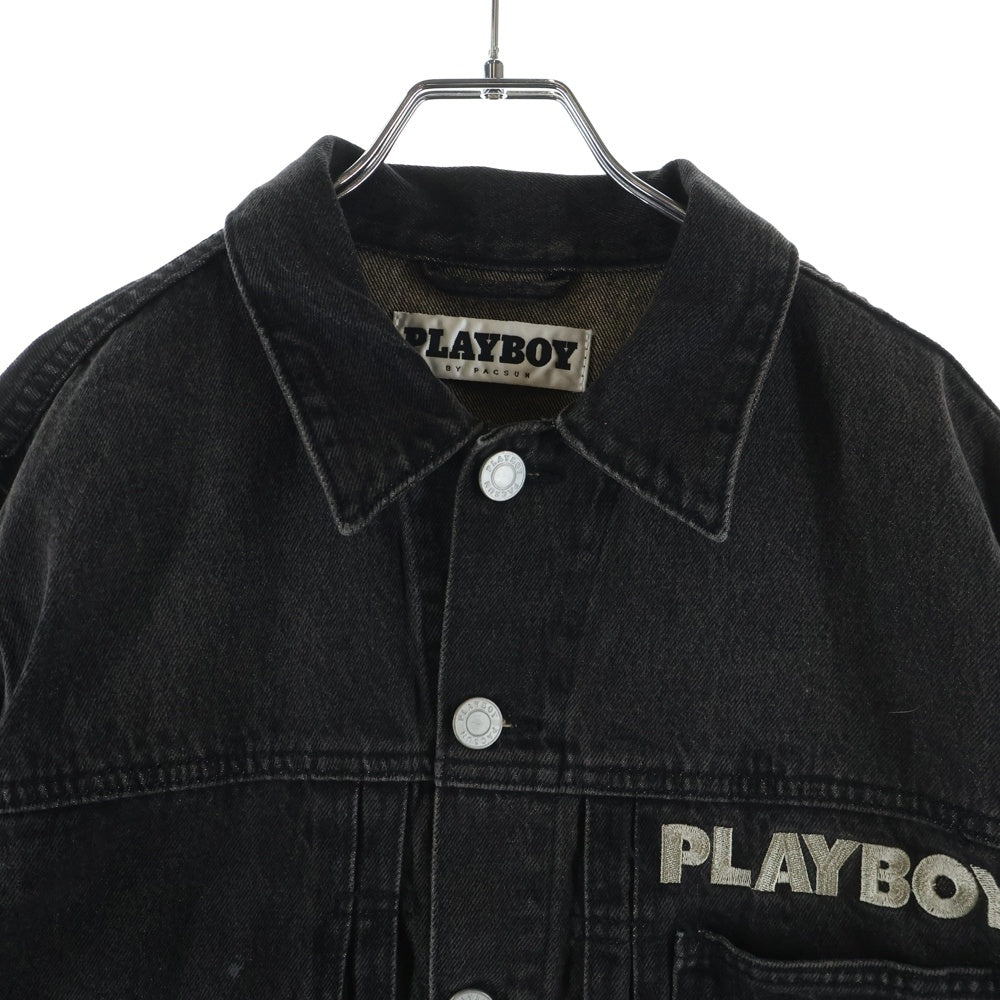 VINTAGE(ヴィンテージ) 90-00S VINTAGE PLAYBOY BY PACSUN ヴィンテージ プレイボーイバイパクサン ロゴエンブロイダリー デニムジャケット ブラック