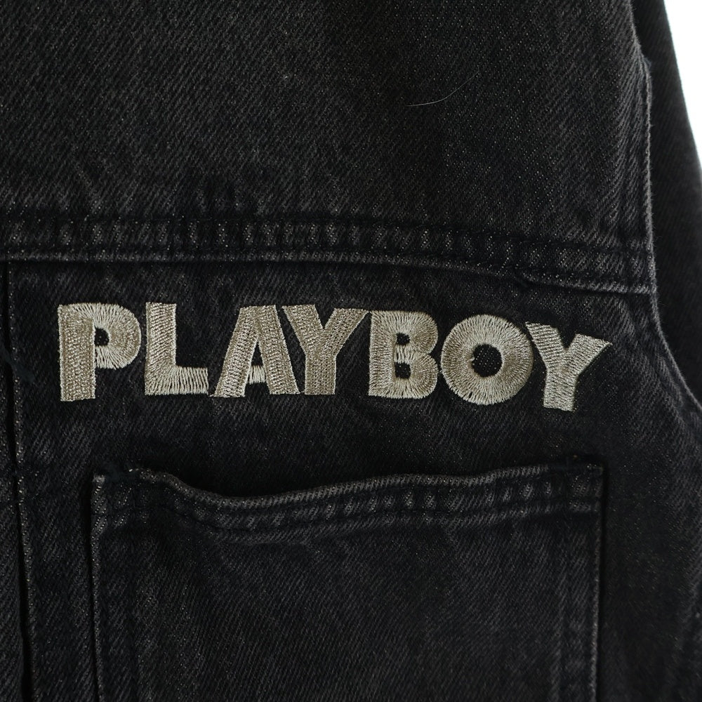 VINTAGE(ヴィンテージ) 90-00S VINTAGE PLAYBOY BY PACSUN ヴィンテージ プレイボーイバイパクサン ロゴエンブロイダリー デニムジャケット ブラック