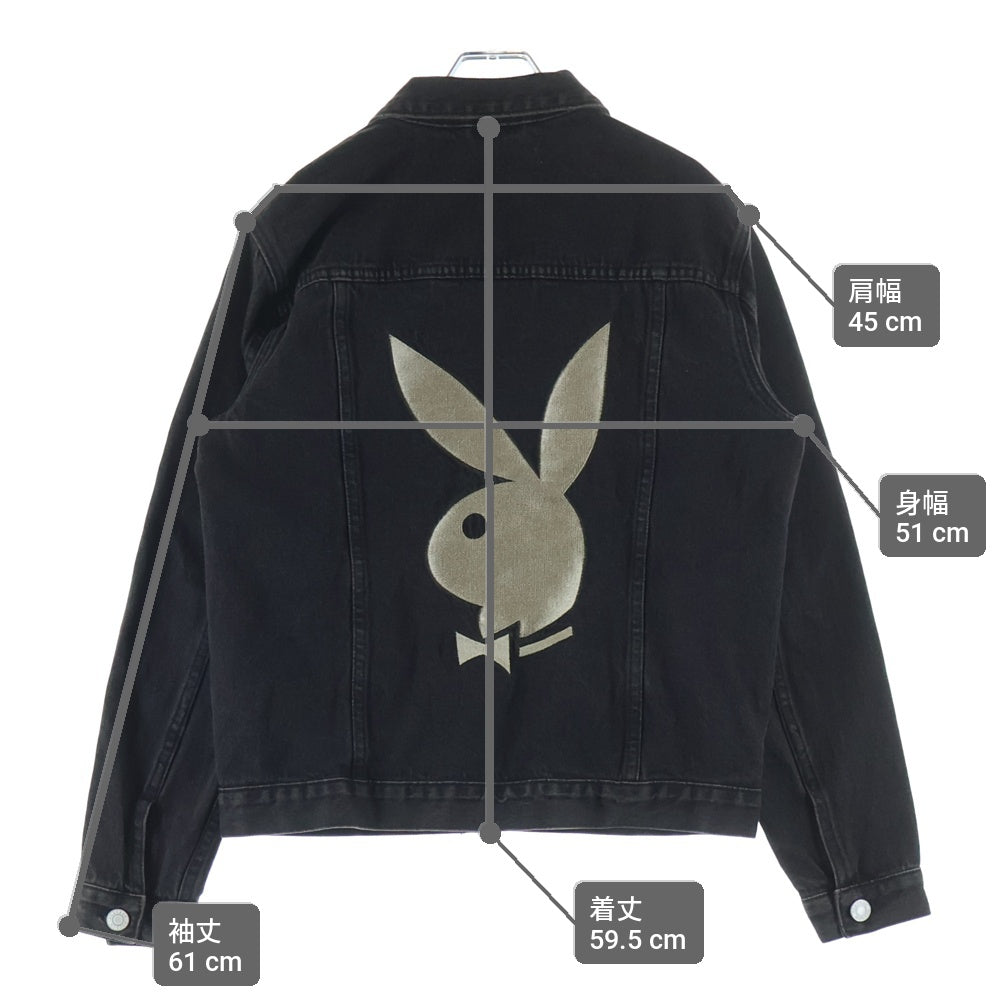 VINTAGE(ヴィンテージ) 90-00S VINTAGE PLAYBOY BY PACSUN ヴィンテージ プレイボーイバイパクサン ロゴエンブロイダリー デニムジャケット ブラック