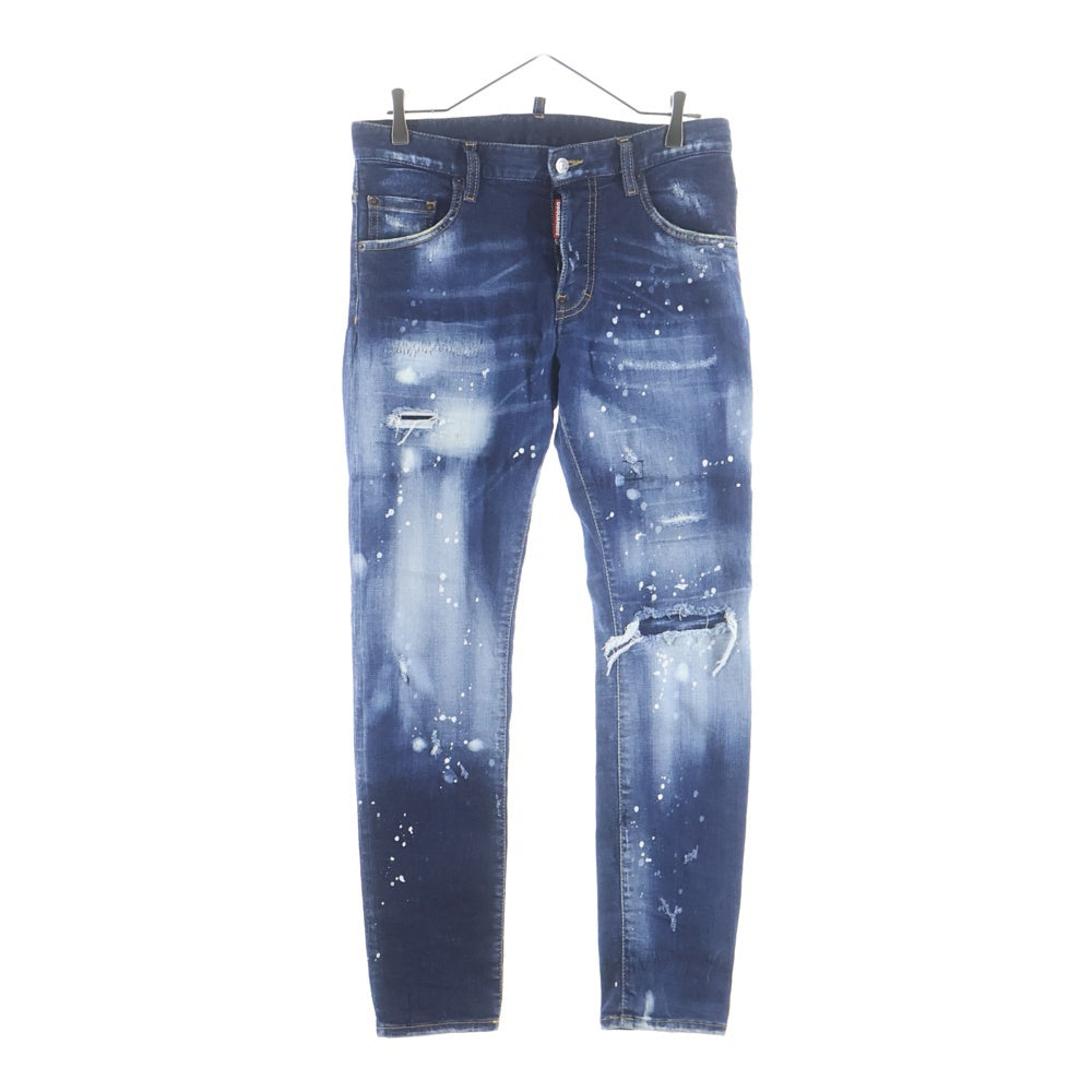 DSQUARED2(ディースクエアード) 21AW DARK SS SNOWBOARD WASH SKATER JEAN ダークSS スノーボードウォッシュ スケーター ダメージ加工 ボタンフライ ジーンズ デニムパンツ S71LB0944