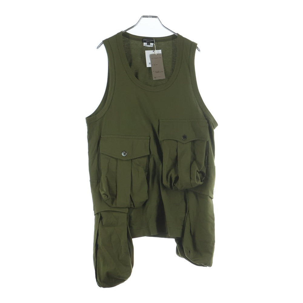 COMME des GARCONS HOMME PLUS(コムデギャルソンオムプリュス) 25AW AD2025 立体マルチポケット コットン タンクトップ カットソー グリーン PP-T006