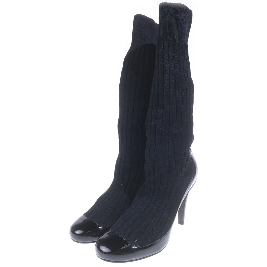 CHANEL(シャネル) PATENT LEATHER HEEL SOCKS PUMPS パテントレザー ソックス ヒールパンプス ブラック レディース G29979Y15427