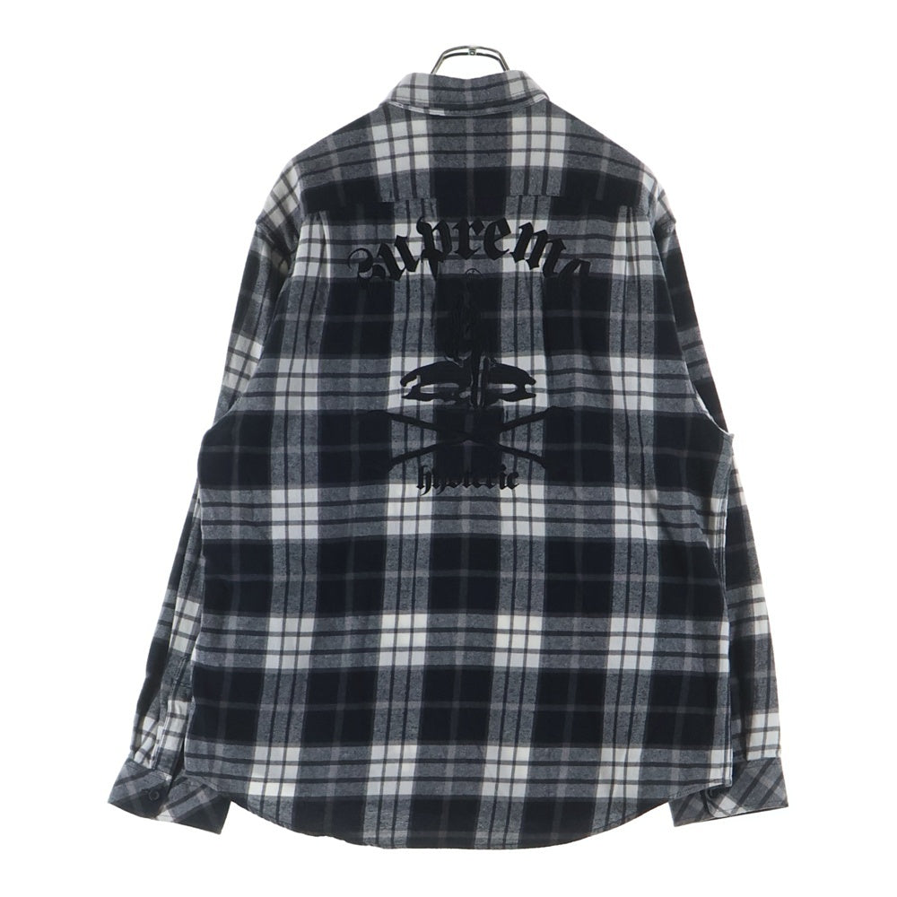 SUPREME(シュプリーム) 21SS ×HYSTERIC GLAMOUR Plaid Flannel Shirt ヒステリックグラマー エンブロイダリーデザイン プラッド フランネル チェックシャツ 長袖シャツ ブラック