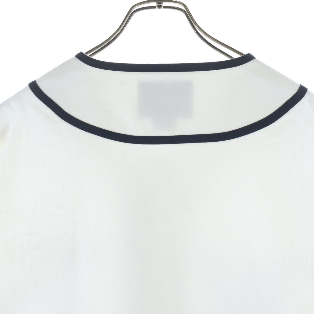 WTAPS(ダブルタップス) 25SS LEAGUE SS COTTON TWILL パッチワークデザイン リーグ ショートスリーブ コットン ツイル Vネック 半袖Tシャツ ホワイト 251TQDT-SHM09