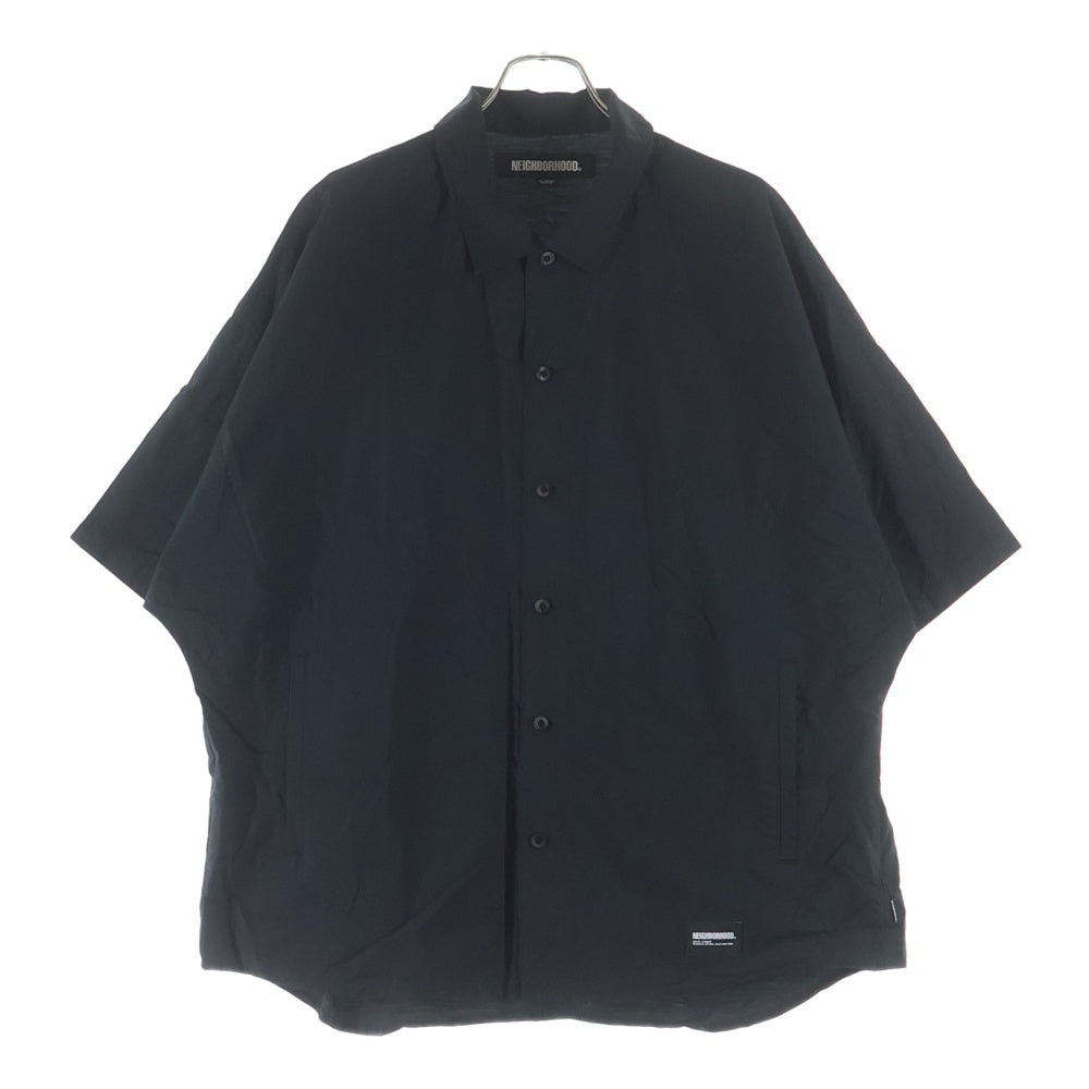 NEIGHBORHOOD(ネイバーフッド) 24SS DOLMANSLEEVE SHIRT バックプリント ドルマンスリーブ ポケット付き コットン レギュラーカラー 半袖シャツ ブラック 241AQNH-SHM05
