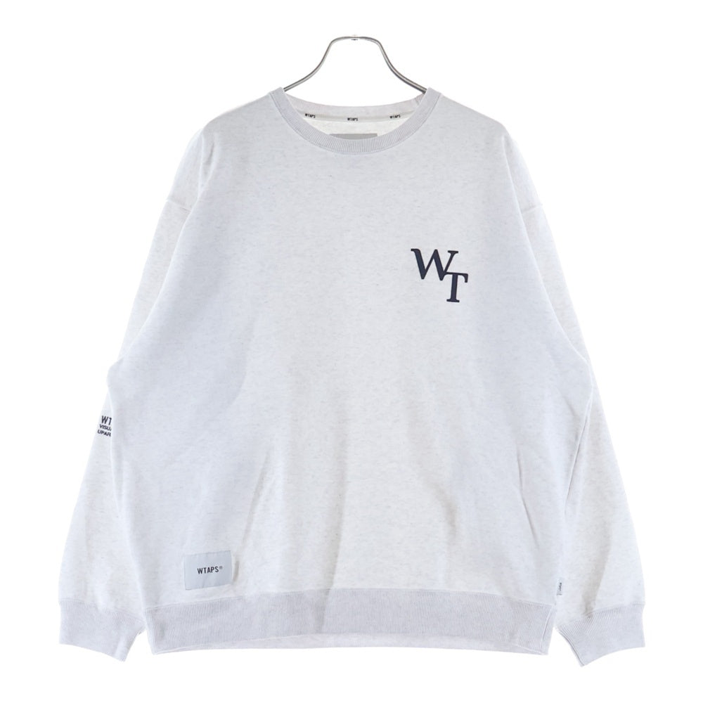 WTAPS(ダブルタップス) 26SS ACADEMY SWEATER COTTON ロゴパッチ アカデミー セーター クルーネック コットン プルオーバー スウェット グレー 261ATDT-CSM04