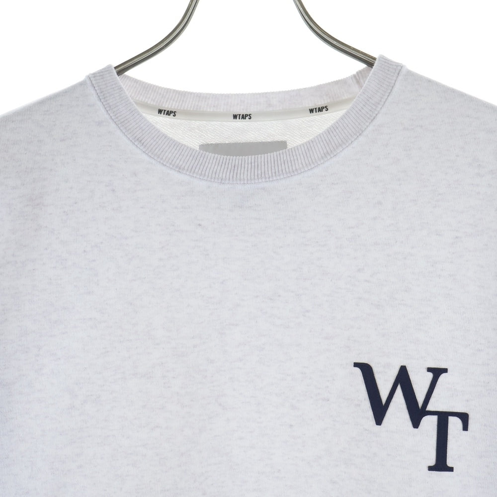 WTAPS(ダブルタップス) 26SS ACADEMY SWEATER COTTON ロゴパッチ アカデミー セーター クルーネック コットン プルオーバー スウェット グレー 261ATDT-CSM04