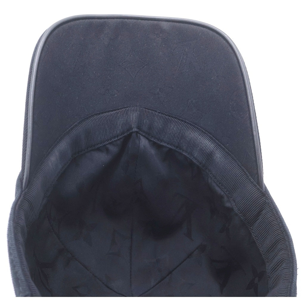 ルイヴィトン M7050アイコニック キャップ ブラック コットン（安心鑑定済） LOUIS VUITTON(ルイヴィトン) カレ LVアイコニック コットン キャップ