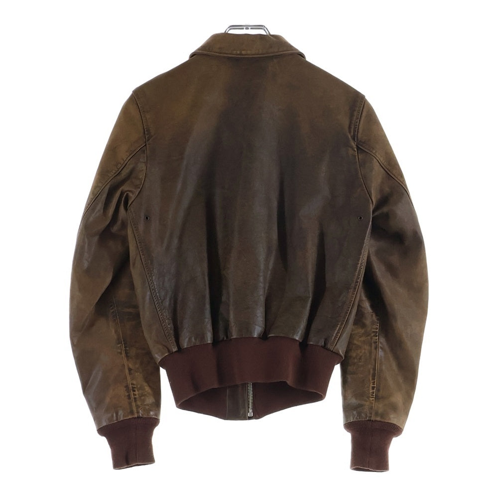 RRL(ダブルアールエル) TYPE A-2 カウレザー ロゴプリント フライトジャケット レディース ブラウン