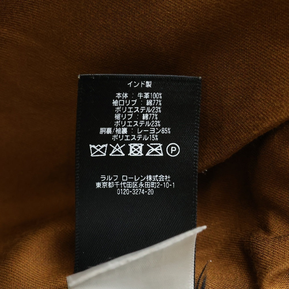RRL(ダブルアールエル) TYPE A-2 カウレザー ロゴプリント フライトジャケット レディース ブラウン