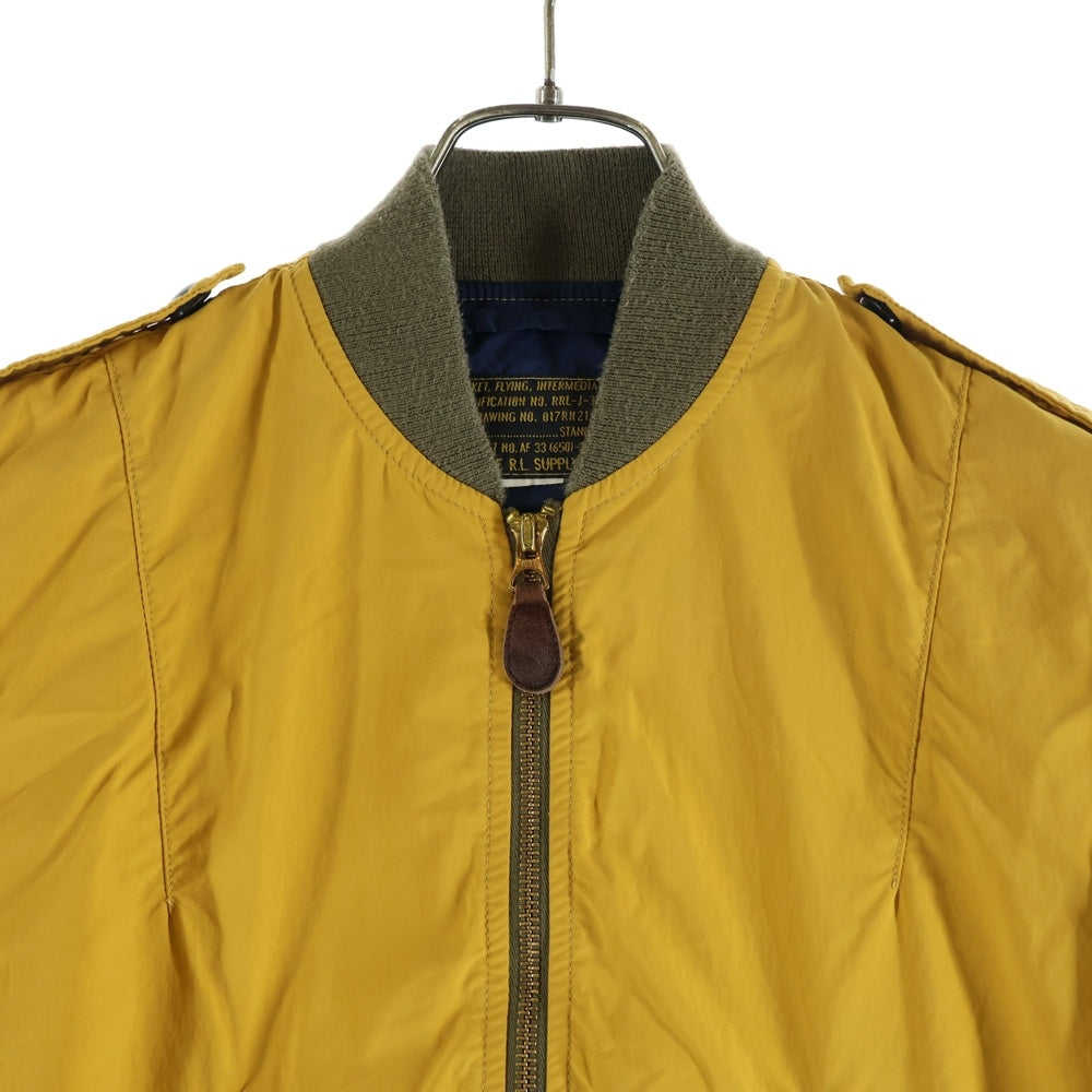 RRL(ダブルアールエル) ナイロン ジップアップ ボンバー フライトジャケット レディース イエロー