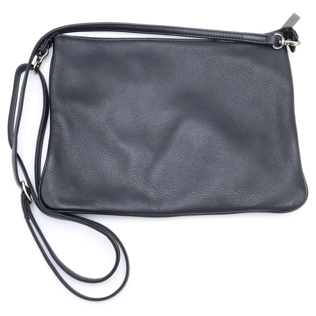 discord Yohji Yamamoto(ディスコード ヨウジヤマモト) SIGNATURE SACOCHE シグネチャーロゴ カウレザー サコッシュ ショルダーバッグ ブラック DA-I98-790