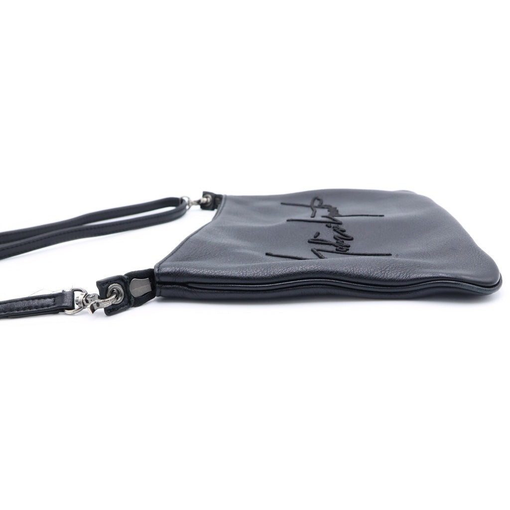 discord Yohji Yamamoto(ディスコード ヨウジヤマモト) SIGNATURE SACOCHE シグネチャーロゴ カウレザー サコッシュ ショルダーバッグ ブラック DA-I98-790